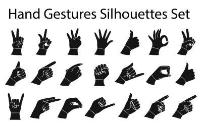 Ensemble de différents gestes de la main. isolé sur fond blanc Illustrations vectorielles