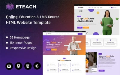 Eteach - Modelo de site HTML para cursos online e LMS