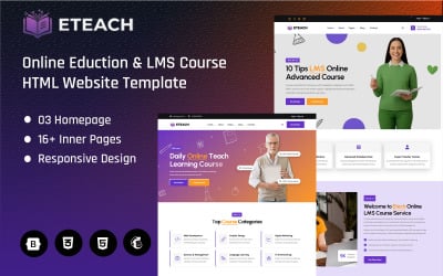 Eteach -  Online Eduction &amp;amp; LMS Course HTML Website Template