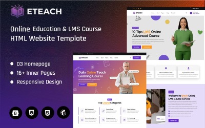 Eteach - Plantilla HTML para sitio web de cursos de educación en línea y LMS