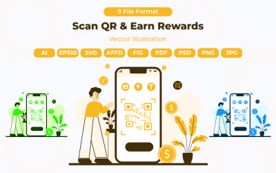 Scan QR &amp;amp; Earn Rewards – Modern Digital Concept Illustration