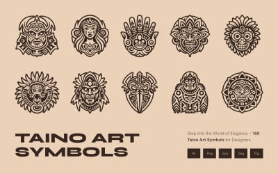 Taino Kunst en Symbolen Set