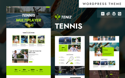 Teniz - Tennisklubb och träningsakademi WordPress Elementor-tema