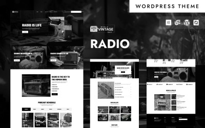 Vintage - Radiosändning &amp;amp; Streaming WordPress Elementor Theme