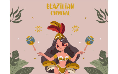 Brazilian Carnival with Tropical Dancer Illustration