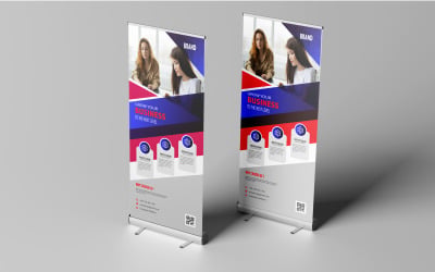 Deze sjabloon voor een zakelijke roll-upbanner is professioneel ontworpen. Het ontwerp van de pull-upbanner.