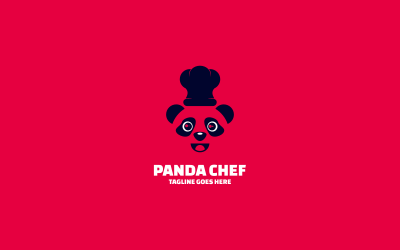 Panda Şef Basit Maskot Logosu