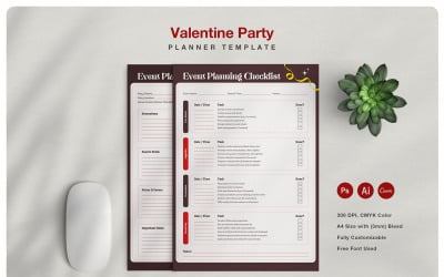 Plantilla para la planificación de fiestas de San Valentín