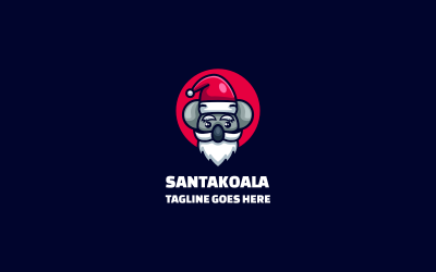 Santa Koala Einfaches Maskottchen-Logo