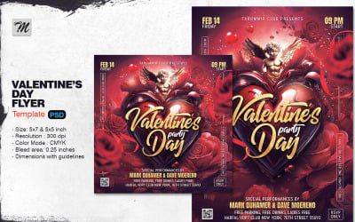 Valentines Day Party Flyer Template PSD