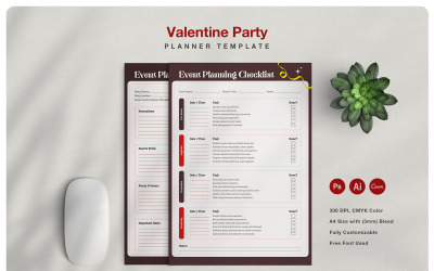 Vorlage für einen Valentinstags-Partyplaner