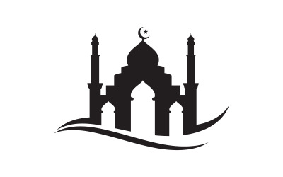 Modello di progettazione dell&amp;#39;illustrazione del logo della moschea dell&amp;#39;edificio islamico v.16