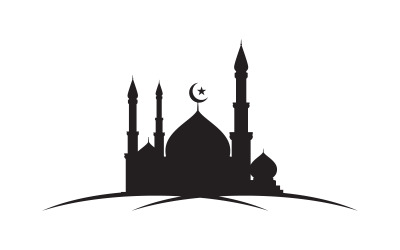 Modello di progettazione dell&amp;#39;illustrazione del logo della moschea dell&amp;#39;edificio islamico v.32