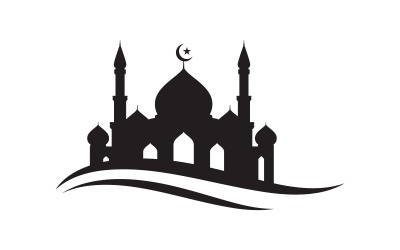 Modello di progettazione dell&amp;#39;illustrazione del logo della moschea dell&amp;#39;edificio islamico v.6