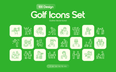 Set di icone moderne della linea Golf