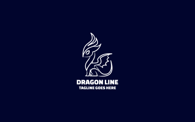 Dragon Line Art Logo Şablonu