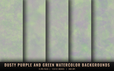 Fondos de acuarela de color morado y verde polvorientos