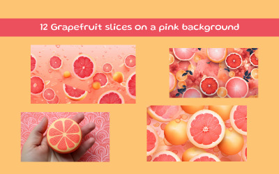 Grapefruit slices on a pink background