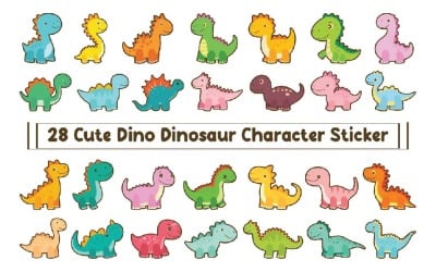 28 Cute Dino Dinosaur Character Sticker