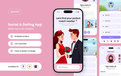 SoulBond - Interfaz de usuario de aplicación de citas y redes sociales románticas