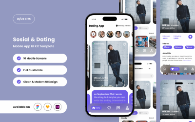 DateNest — комплект пользовательского интерфейса для молодежного социального приложения и приложения для знакомств