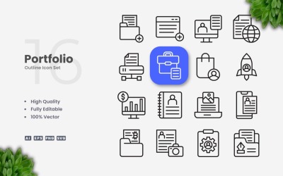 16 Portfolio-overzichtspictogramset