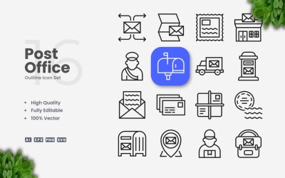 16 поштове відділення набір іконок