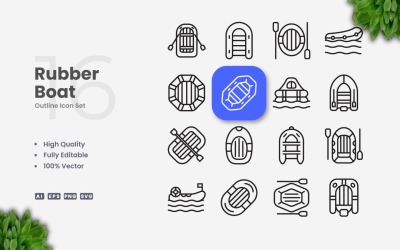 16 гумовий човен контур набір іконок