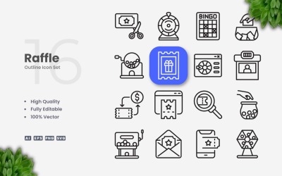 16 Raffle контур набір іконок
