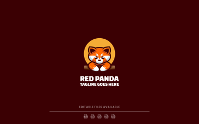 Logo mascotte semplice del panda rosso 25