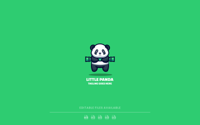 Logotipo de dibujos animados de la mascota del pequeño panda