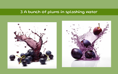 A bunch of plums in splashing water
