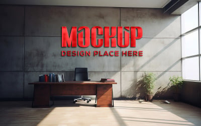 A sign for the company logo mockup design here psd template