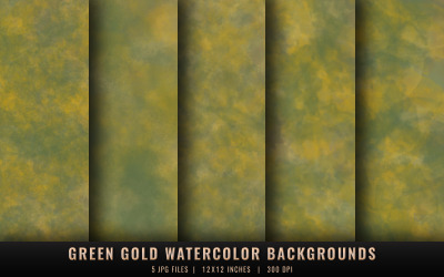 Grüne und goldene Aquarellhintergründe