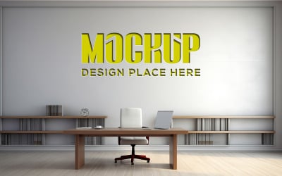 Olive color logo mockup on wall with debossed effect psd