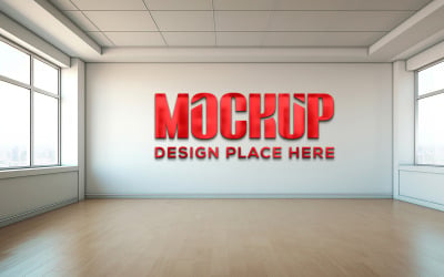 Photorealistic 3d indoor wall logo mockup psd design psd