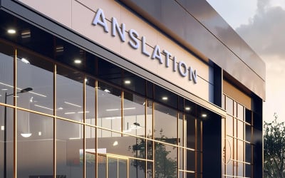 A building front sign 3d logo mockup psd template