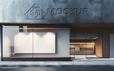 A building front sign luxury logo mockup psd