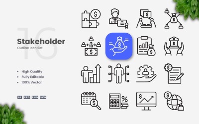 16 Stakeholder-Gliederungssymbolsatz