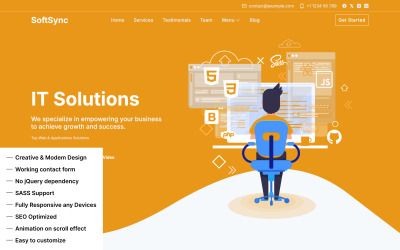 SoftSync - IT-oplossingen en zakelijke diensten Multifunctionele responsieve websitesjabloon