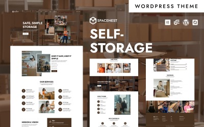 SpaceNest – Saját tárolási és költözési megoldások WordPress Elementor téma