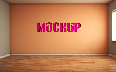A large orange wall debossed logo mockup psd template