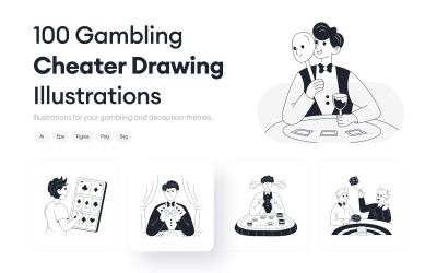 Glücksspielbetrüger, Zeichnungsillustrationen
