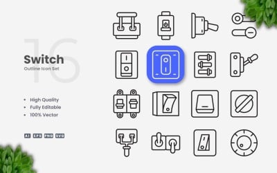 16 Switch Outline Icon Set