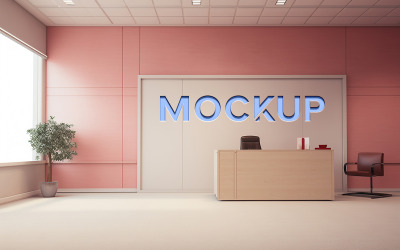 Indoor wall logo mockup psd template psd