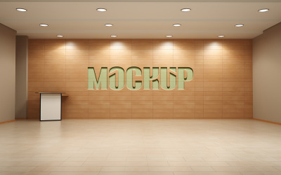 Interior wooden wall luxury logo mockup psd