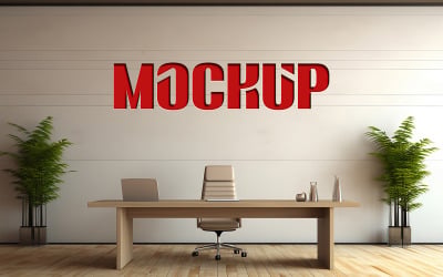 Luxury logo mockup on textured office desk indoor wall psd