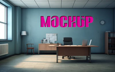 Luxury logo mockup on textured office manager room indoor wall psd