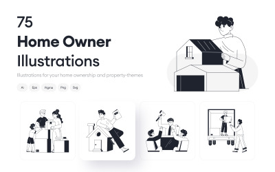 Set di illustrazioni per proprietari di casa