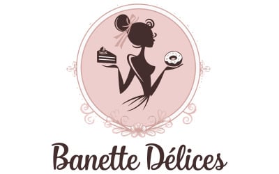 Een logo van een vrouw met een lint in haar haar